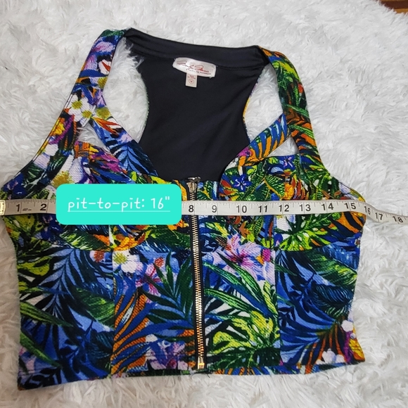 🌜 RARE FIND Marilyn Monroe Cutout Crop Top Tropical Palm Size M - Picture 5 of 7